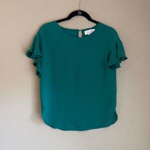 Molly Bracken Teal Ruffle Sleeve Blouse
